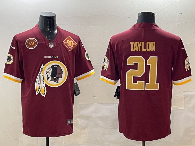 Men 2025 Washington Redskins #21 Taylor red Limited Nike NFL Jersey style 011